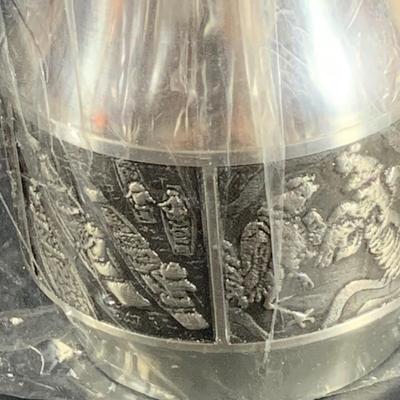 LOT 34: Glass Mirror Tray with Beautiful Stering Silver on Glass Vase, Pewter Vase, Staffordshire Porcelain Bell, Porcelain Egg Shaped...