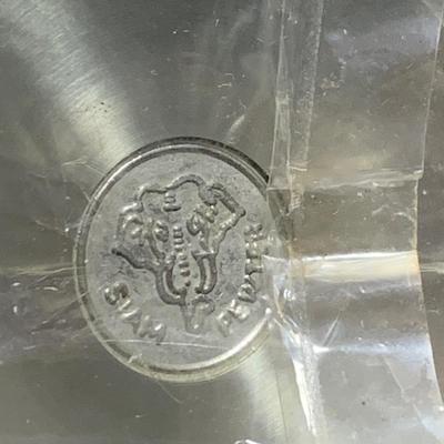 LOT 34: Glass Mirror Tray with Beautiful Stering Silver on Glass Vase, Pewter Vase, Staffordshire Porcelain Bell, Porcelain Egg Shaped...