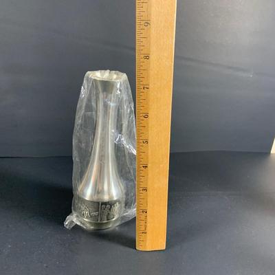 LOT 34: Glass Mirror Tray with Beautiful Stering Silver on Glass Vase, Pewter Vase, Staffordshire Porcelain Bell, Porcelain Egg Shaped...