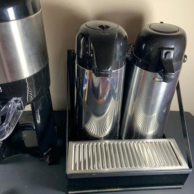 LOT38: Bunn PN: 42700 Thermofresh Commericial Coffee Server and Set of 2 Commerical Stainless Steel Thermal Hot Beverage Despensers with...