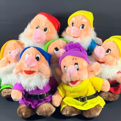 LOT 37: Vintage Set of Disney Seven Dwarts Plushes Sold at DisneyWorld/Land