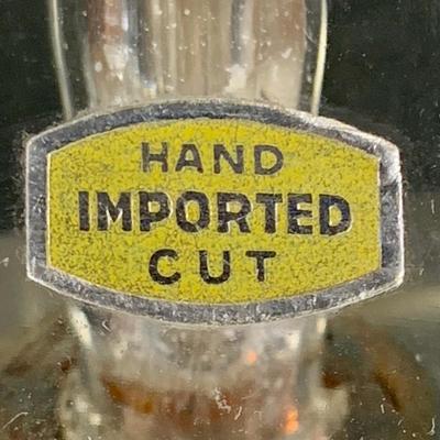 LOT 39: Vintage Pair of Crystal/Cut Glass Hurricane Table/Mantle Lamps