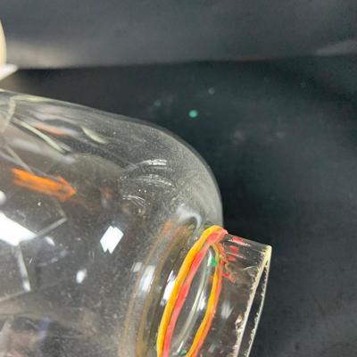 LOT 39: Vintage Pair of Crystal/Cut Glass Hurricane Table/Mantle Lamps