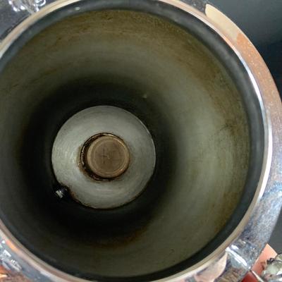 LOT40: Vintage Metal Electric Coffe Perulator Serving Set with Sugar Bowl and Creamer and Tray