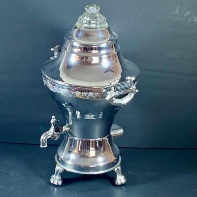 LOT40: Vintage Metal Electric Coffe Perulator Serving Set with Sugar Bowl and Creamer and Tray