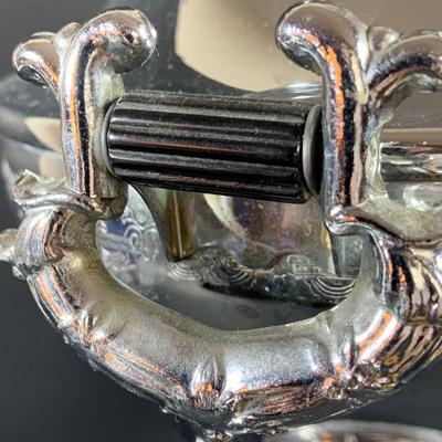 LOT40: Vintage Metal Electric Coffe Perulator Serving Set with Sugar Bowl and Creamer and Tray