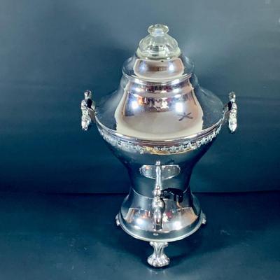 LOT40: Vintage Metal Electric Coffe Perulator Serving Set with Sugar Bowl and Creamer and Tray