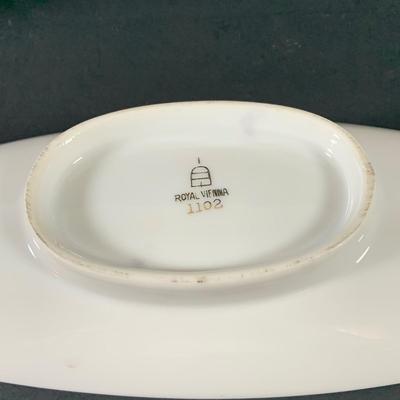 LOT 41: Victorian Collection Featuring Gold Rimmed French Garden Dinner Plate and Cookie Plates, Swans with Roses, Leaf Bowls by Lefton...