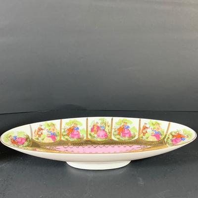 LOT 41: Victorian Collection Featuring Gold Rimmed French Garden Dinner Plate and Cookie Plates, Swans with Roses, Leaf Bowls by Lefton...