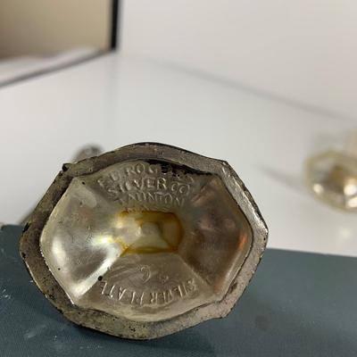 LOT 42: Beautiful Collection of Crystal and Silver Plate Including a Large Crystal Flower Vase, Russian Candy Dish Silver Plated Salt and...