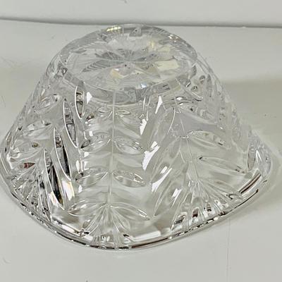 LOT 42: Beautiful Collection of Crystal and Silver Plate Including a Large Crystal Flower Vase, Russian Candy Dish Silver Plated Salt and...