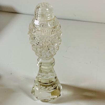 LOT 43: Collection of Crystal and Other Serving Essentials, Including a Crystal Pitcher, Salt and Pepper Shakes, Covered Butter Dish,...