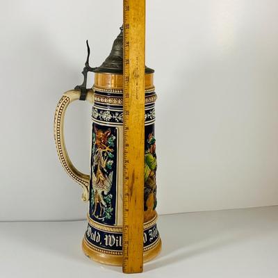 LOT 44: Vintage German Beer Stein and Hand Carved Mechanical Corks