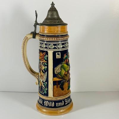 LOT 44: Vintage German Beer Stein and Hand Carved Mechanical Corks