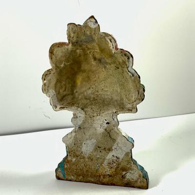 LOT 45: Cast Iron Dog Door and Flower Stop, Chinese Cloisonne and Carved Stone Matchbox Case and Vintage Bronze Dog and Onyx Pin/Trinke Tray