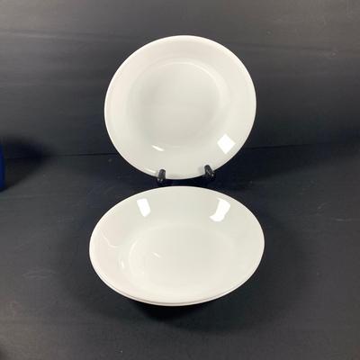 LOT 51: Collection of Vintage Corelle by Corning Old Town Blue Plates, White Corelle Bowls and Blue Corelle Mugs and Flatware