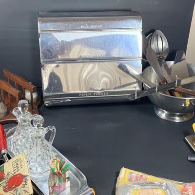 LOT 52 Vintage/ Mid-Century Kitchen Gadgets & Acessories: Stainless Steel Foil/Wax Paper Dispenser, GEMCO Sugar Bowl and Much, Much More