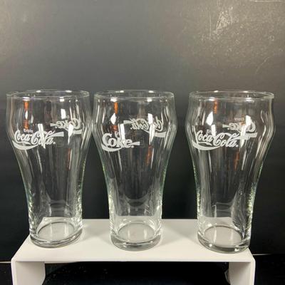 LOT 54: Collection of Vintage Coke - Coca Cola Drinking Glasses - 4 Purple and 8 Clear