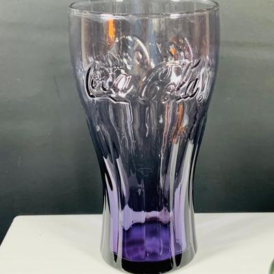 LOT 54: Collection of Vintage Coke - Coca Cola Drinking Glasses - 4 Purple and 8 Clear