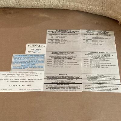 LOT 55: Schnadig International Corporation Upholstered Sofa and Four Accent Pillows