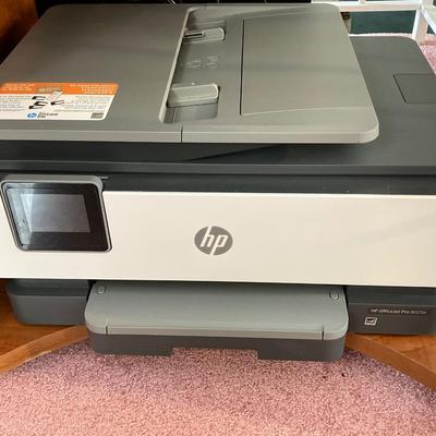 LOT 57: Desk with ASUS Monitor, HP Printer Serial #TH18G2Q009, Dell Speakers, Keyboard and Mouse