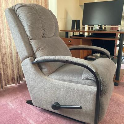 LOT 59: LA-Z-BOY Gray Upholstered Rocker Recliner Chair