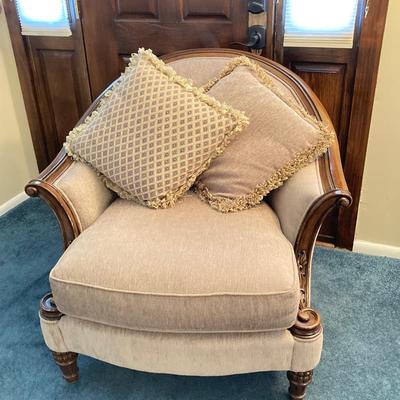 LOT 61: Schnadig International Corporation Upholstered Arm Chair with Two Accent Pillows