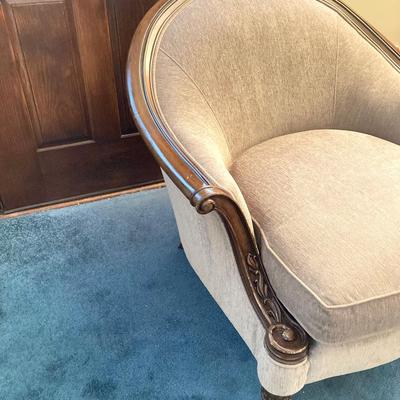 LOT 61: Schnadig International Corporation Upholstered Arm Chair with Two Accent Pillows