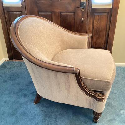 LOT 61: Schnadig International Corporation Upholstered Arm Chair with Two Accent Pillows