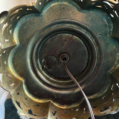 LOT 63: Pair of Vintage Brass / Onyx Torch Lamps