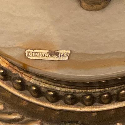 LOT 63: Pair of Vintage Brass / Onyx Torch Lamps