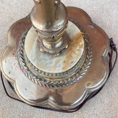 LOT 63: Pair of Vintage Brass / Onyx Torch Lamps