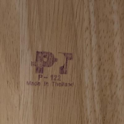 LOT 64: Set of Four Wood TV Tables with Holding Stand