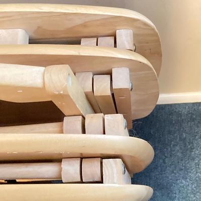 LOT 64: Set of Four Wood TV Tables with Holding Stand