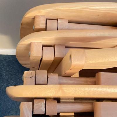 LOT 64: Set of Four Wood TV Tables with Holding Stand