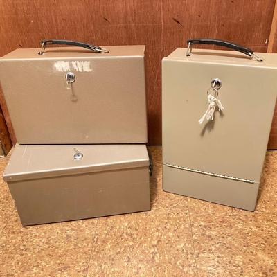 LOT 66: Three Metal Lockboxes with Keys - Rockaway Metal Prod Corp and More
