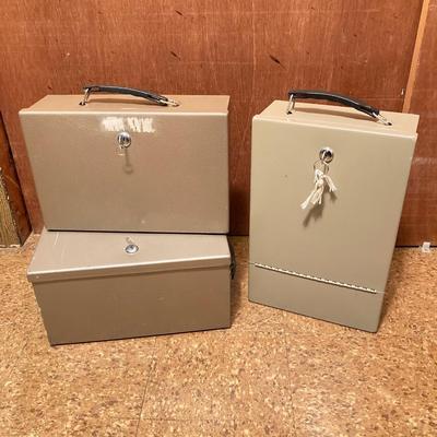 LOT 66: Three Metal Lockboxes with Keys - Rockaway Metal Prod Corp and More