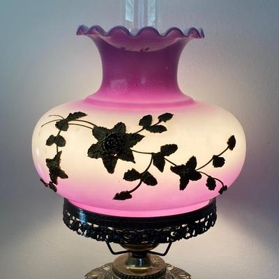 LOT 70: Stunning Vintage Gone with the Wind Hurricane Lamp