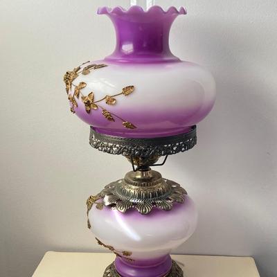 LOT 70: Stunning Vintage Gone with the Wind Hurricane Lamp