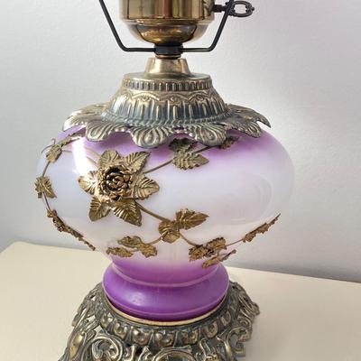 LOT 70: Stunning Vintage Gone with the Wind Hurricane Lamp