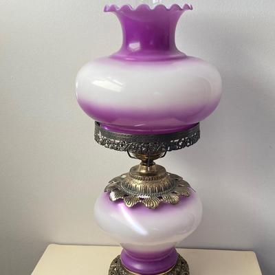 LOT 70: Stunning Vintage Gone with the Wind Hurricane Lamp