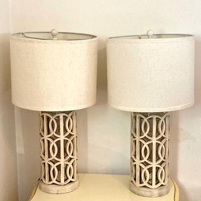 LOT 71: Pair of Circle Overlay Mercury Glass Table Lamps