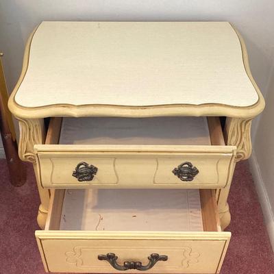 LOT 72: Vintage Bassett Furniture Industries, Inc. Five Piece Deauville White Provincial Bedroom Set