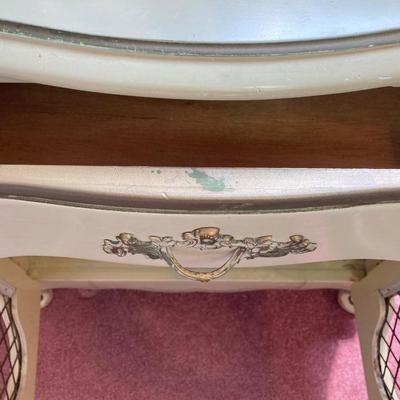 LOT 72: Vintage Bassett Furniture Industries, Inc. Five Piece Deauville White Provincial Bedroom Set