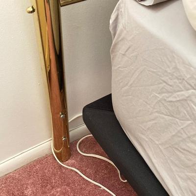 LOT 73: Brass Headboard and Mattress Firm Adjustable Bed Frame with Comforter