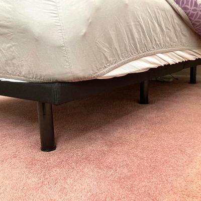 LOT 73: Brass Headboard and Mattress Firm Adjustable Bed Frame with Comforter