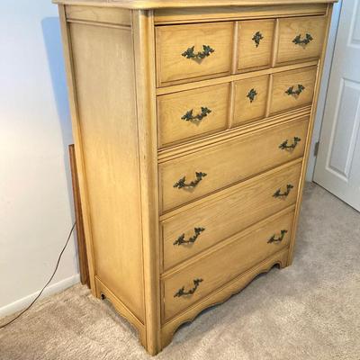 LOT 74: Vintage Five Piece Parchment Bedroom Set