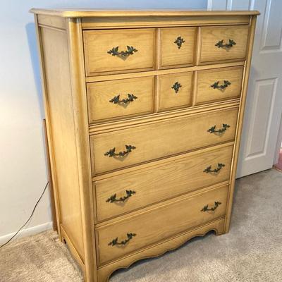 LOT 74: Vintage Five Piece Parchment Bedroom Set