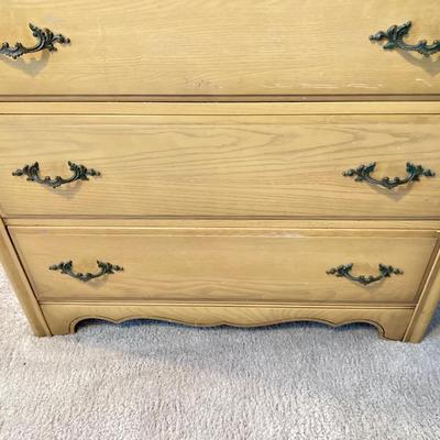 LOT 74: Vintage Five Piece Parchment Bedroom Set