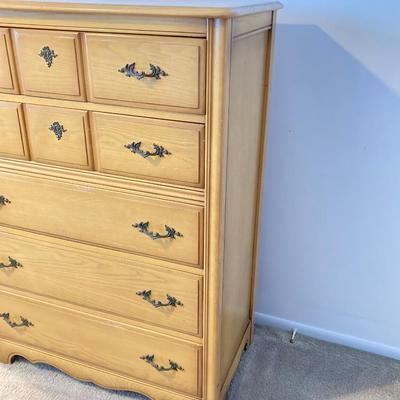 LOT 74: Vintage Five Piece Parchment Bedroom Set